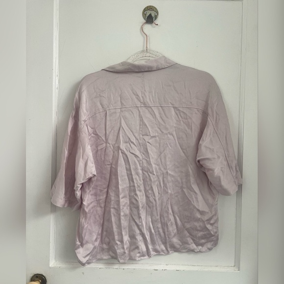 Vince Short Sleeve Satin Silk Pajama Top in Pale Iris Size M $295 - Picture 4 of 6